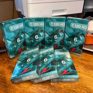 (7) New Old Stock ZENITH T 120 HQ 6 Hour Sealed Blank VHS Tapes NOS VTG LOT 7